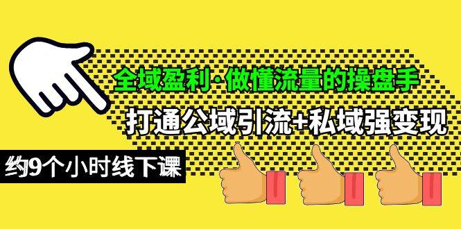 全域盈利·做懂流量的操盘手，打通公域引流+私域强变现，约9个小时线下课凯哥轻创网-网创项目资源站-副业项目-创业项目-搞钱项目凯哥轻创网