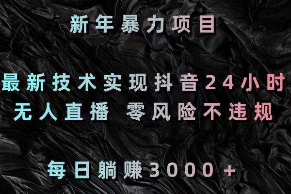新年暴力项目，最新技术实现抖音24小时无人直播 零风险不违规 每日躺赚3000凯哥轻创网-网创项目资源站-副业项目-创业项目-搞钱项目凯哥轻创网