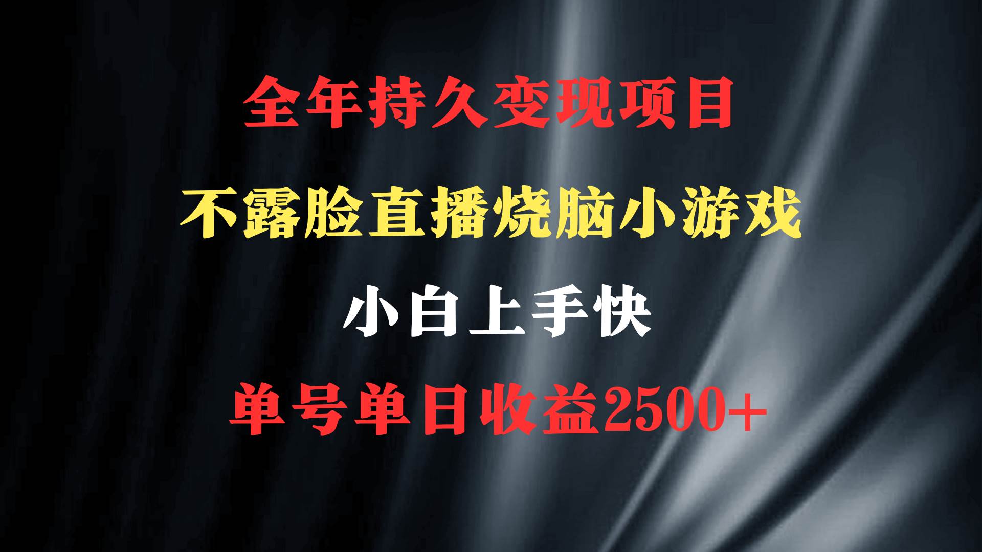 2024年 最优项目，烧脑小游戏不露脸直播  小白上手快 无门槛 一天收益2500+凯哥轻创网-网创项目资源站-副业项目-创业项目-搞钱项目凯哥轻创网