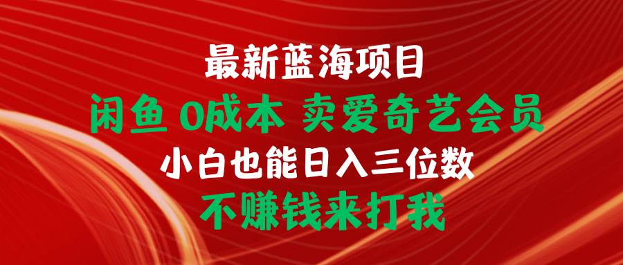 最新蓝海项目 闲鱼0成本 卖爱奇艺会员 小白也能入三位数 不赚钱来打我凯哥轻创网-网创项目资源站-副业项目-创业项目-搞钱项目凯哥轻创网