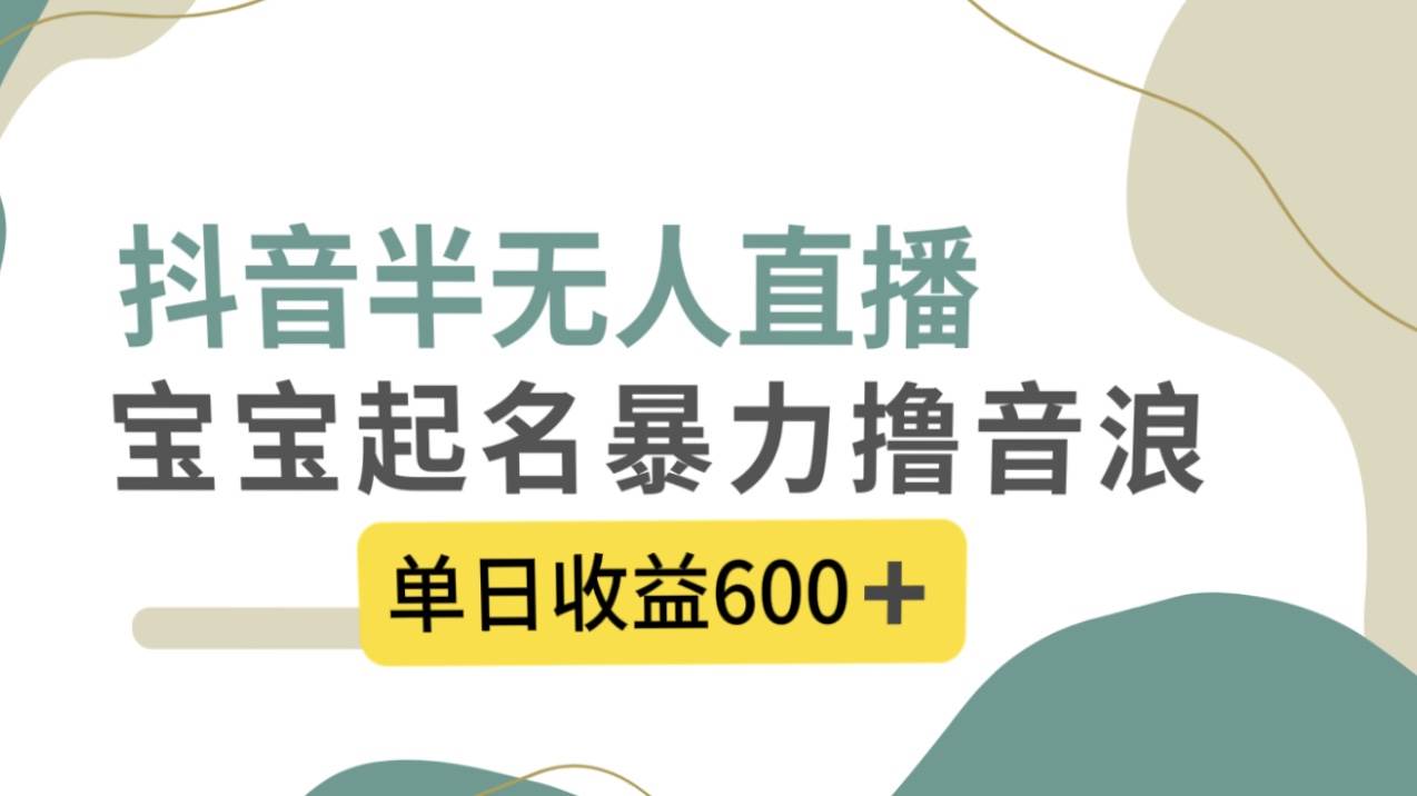 抖音半无人直播，宝宝起名，暴力撸音浪，单日收益600+凯哥轻创网-网创项目资源站-副业项目-创业项目-搞钱项目凯哥轻创网
