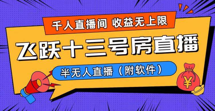 爆火飞跃十三号房半无人直播，一场直播上千人，日入过万！（附软件）凯哥轻创网-网创项目资源站-副业项目-创业项目-搞钱项目凯哥轻创网