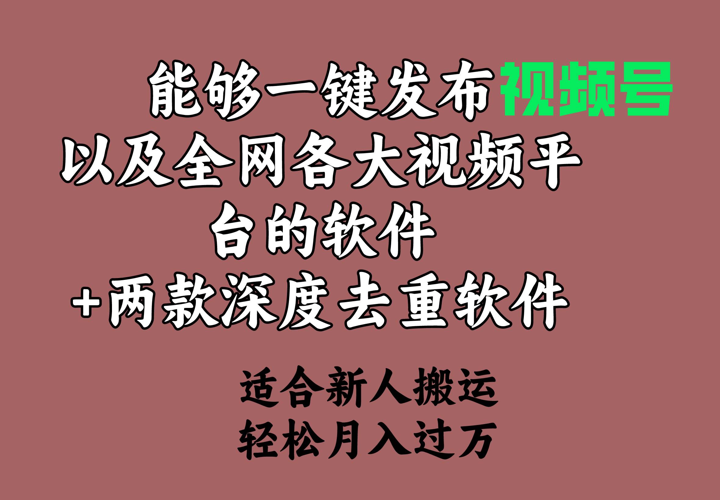 能够一键发布视频号以及全网各大视频平台的软件+两款深度去重软件 适合…凯哥轻创网-网创项目资源站-副业项目-创业项目-搞钱项目凯哥轻创网
