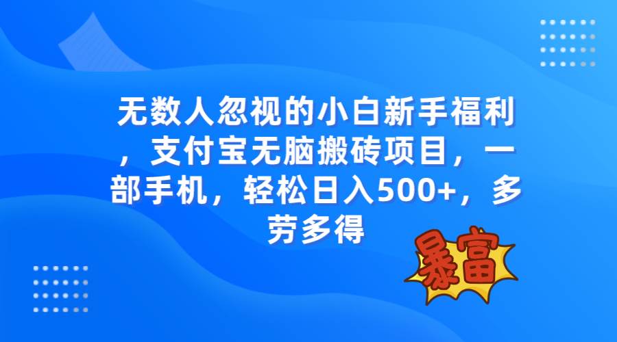 无数人忽视的项目，支付宝无脑搬砖项目，一部手机即可操作，轻松日入500+凯哥轻创网-网创项目资源站-副业项目-创业项目-搞钱项目凯哥轻创网