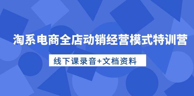 淘系电商全店动销经营模式特训营，线下课录音+文档资料凯哥轻创网-网创项目资源站-副业项目-创业项目-搞钱项目凯哥轻创网