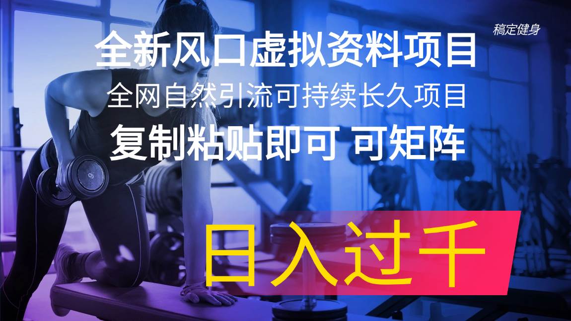 全新风口虚拟资料项目 全网自然引流可持续长久项目 复制粘贴即可可矩阵…凯哥轻创网-网创项目资源站-副业项目-创业项目-搞钱项目凯哥轻创网