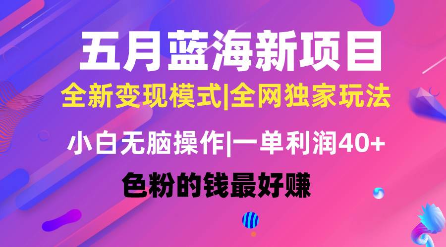 五月蓝海项目全新玩法，小白无脑操作，一天几分钟，矩阵操作，月入4万+凯哥轻创网-网创项目资源站-副业项目-创业项目-搞钱项目凯哥轻创网