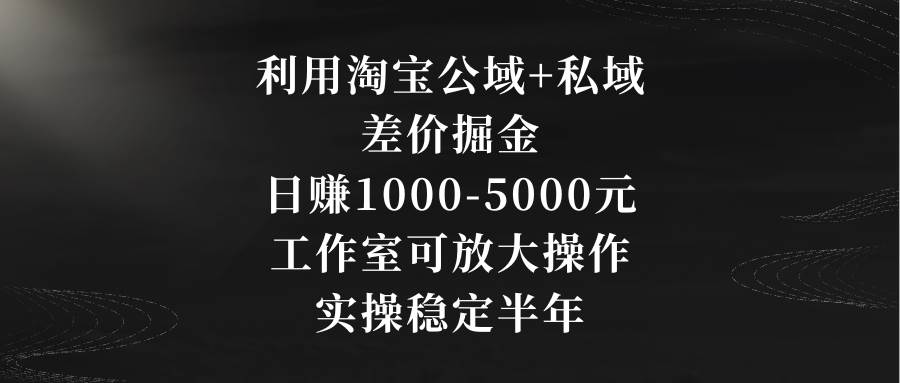 利用淘宝公域+私域差价掘金，日赚1000-5000元，工作室可放大操作，实操…凯哥轻创网-网创项目资源站-副业项目-创业项目-搞钱项目凯哥轻创网