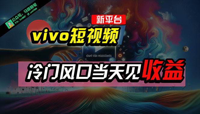 全新平台vivo短视频，新风口AI混剪无脑搬运，冷门风口当天见收益，7天…凯哥轻创网-网创项目资源站-副业项目-创业项目-搞钱项目凯哥轻创网