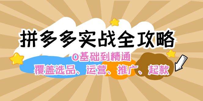 拼多多实战全攻略：0基础到精通，覆盖选品、运营、推广、起款凯哥轻创网-网创项目资源站-副业项目-创业项目-搞钱项目凯哥轻创网