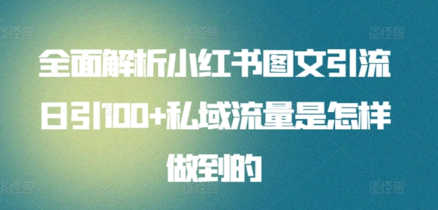 暴力引流 小红书图文引流日引100私域全面拆解【打粉人必看】凯哥轻创网-网创项目资源站-副业项目-创业项目-搞钱项目凯哥轻创网