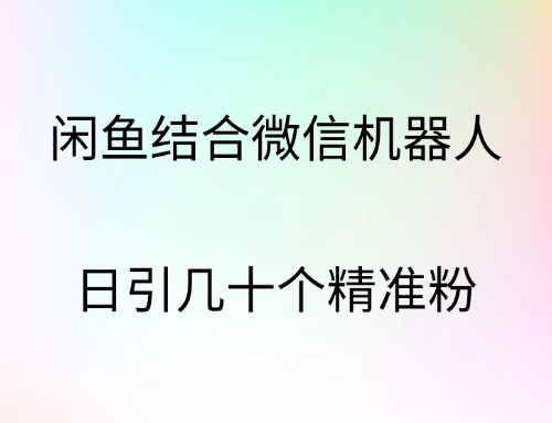 闲鱼结合微信机器人，日引几十个精准粉凯哥轻创网-网创项目资源站-副业项目-创业项目-搞钱项目凯哥轻创网