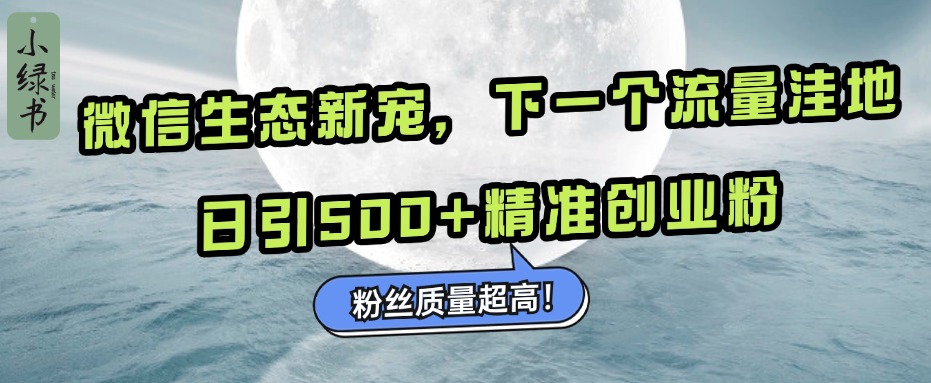 微信生态新宠小绿书：下一个流量洼地，粉丝质量超高，日引500+精准创业粉，凯哥轻创网-网创项目资源站-副业项目-创业项目-搞钱项目凯哥轻创网