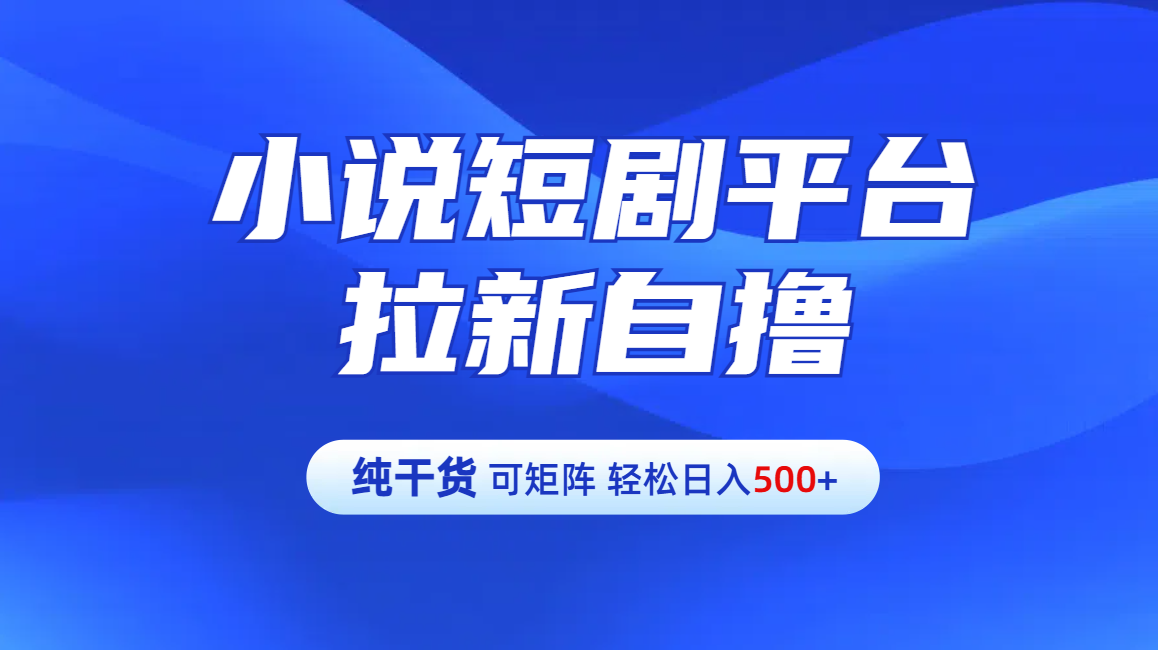 【纯干货】小说短剧平台拉新自撸玩法详解-单人轻松日入500+凯哥轻创网-网创项目资源站-副业项目-创业项目-搞钱项目凯哥轻创网