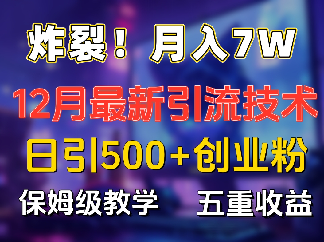 炸裂！月入7W+揭秘12月最新日引流500+精准创业粉，多重收益保姆级教学凯哥轻创网-网创项目资源站-副业项目-创业项目-搞钱项目凯哥轻创网