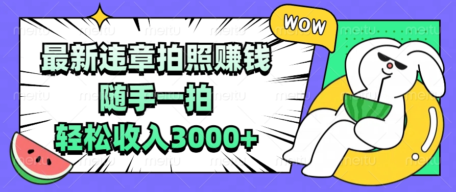 最新违章拍照赚钱，随手一拍，轻松收入3000+凯哥轻创网-网创项目资源站-副业项目-创业项目-搞钱项目凯哥轻创网