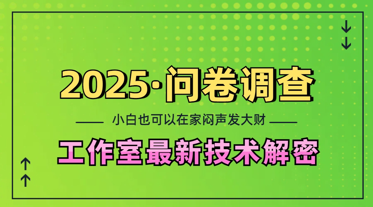 2025《问卷调查》最新工作室技术解密：一个人在家也可以闷声发大财，小白一天200+，可矩阵放大凯哥轻创网-网创项目资源站-副业项目-创业项目-搞钱项目凯哥轻创网
