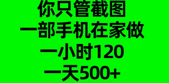 你只管截图，一部手机在家做，一小时120，一天500+凯哥轻创网-网创项目资源站-副业项目-创业项目-搞钱项目凯哥轻创网