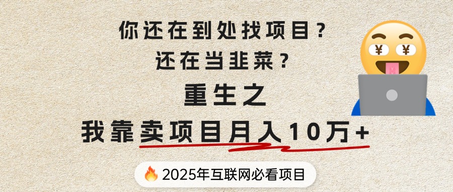 你还在到处找项目？还在当韭菜？重生之我靠卖项目月入 10 万+，曾经我也是个失败者。凯哥轻创网-网创项目资源站-副业项目-创业项目-搞钱项目凯哥轻创网