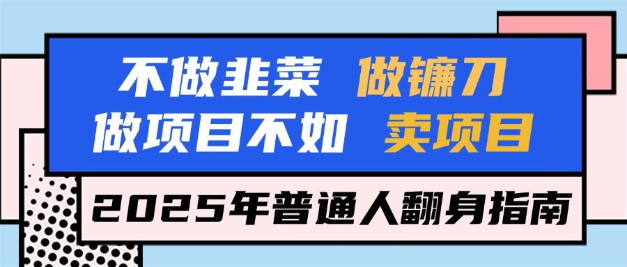 不做韭菜做镰刀，做项目不如卖项目，2025年普通人翻身指南凯哥轻创网-网创项目资源站-副业项目-创业项目-搞钱项目凯哥轻创网