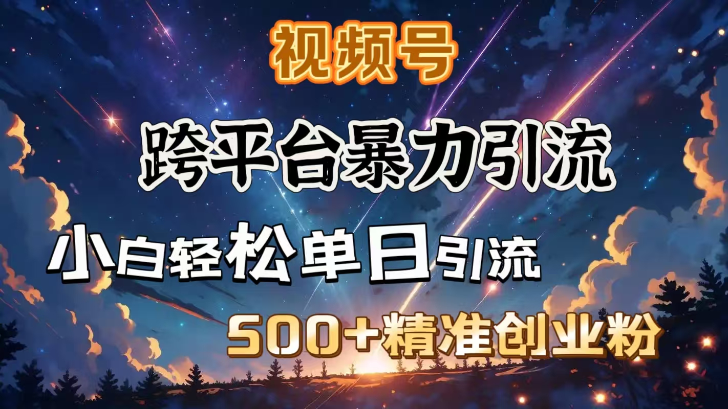 视频号跨平台暴力引流，小白轻松单日引流500＋精准创业粉凯哥轻创网-网创项目资源站-副业项目-创业项目-搞钱项目凯哥轻创网