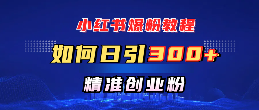 小红书爆粉教程，如何日引300+创业粉，快速实现精准变现！凯哥轻创网-网创项目资源站-副业项目-创业项目-搞钱项目凯哥轻创网