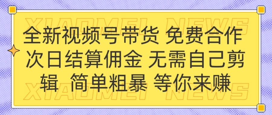 全新视频号 免费合作 佣金次日结算 无需自己剪辑凯哥轻创网-网创项目资源站-副业项目-创业项目-搞钱项目凯哥轻创网