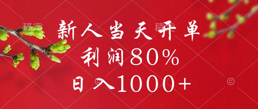 新人当天开单，利润80%，日入1000+凯哥轻创网-网创项目资源站-副业项目-创业项目-搞钱项目凯哥轻创网