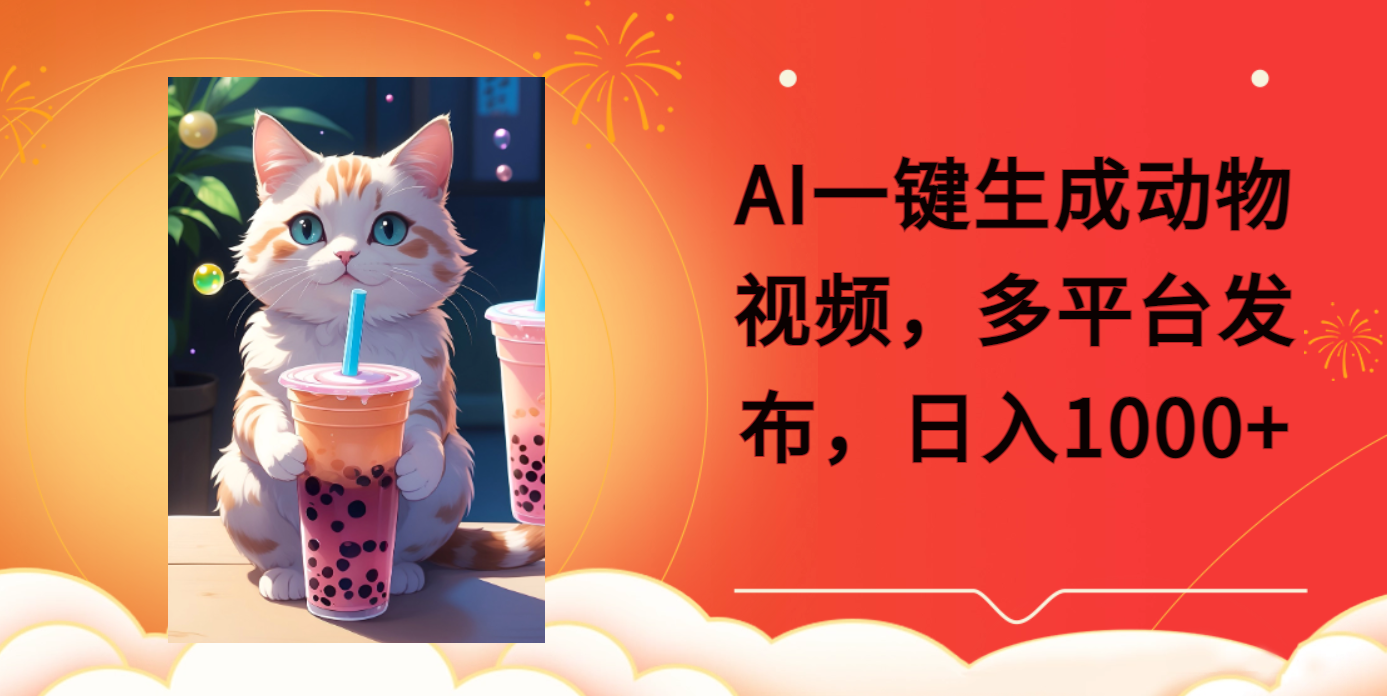 AI一键生成动物搞笑视频，多平台发布，轻松破千万播放，日入2000+凯哥轻创网-网创项目资源站-副业项目-创业项目-搞钱项目凯哥轻创网