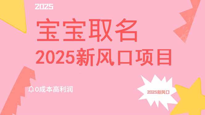 （14593期）2025新风口项目宝宝取名，0成本高利润，附保姆级教程，月入过万不是梦凯哥轻创网-网创项目资源站-副业项目-创业项目-搞钱项目凯哥轻创网