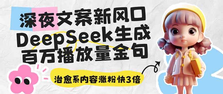 （14587期）深夜文案新风口：DeepSeek生成百万播放量金句，治愈系内容涨粉快3倍凯哥轻创网-网创项目资源站-副业项目-创业项目-搞钱项目凯哥轻创网