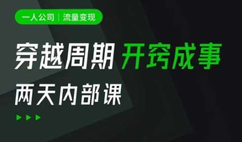 一人公司：流量变现课，一人公司的方法模型拆解， 拆解富人思维，流量思维，小老板思维等凯哥轻创网-网创项目资源站-副业项目-创业项目-搞钱项目凯哥轻创网