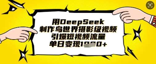 用DeepSeek制作鸟世界摄影级视频，引爆短视频流量，单日变现1k凯哥轻创网-网创项目资源站-副业项目-创业项目-搞钱项目凯哥轻创网