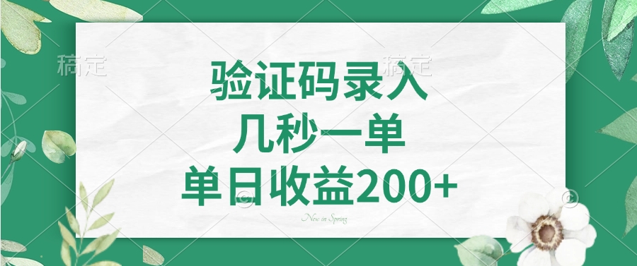 验证码录入，看图识字，几秒一单，单日收益200+凯哥轻创网-网创项目资源站-副业项目-创业项目-搞钱项目凯哥轻创网