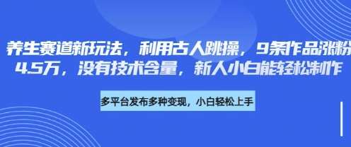 养生赛道新玩法，利用古人跳操，9条作品涨粉4.5W，没有技术含量，新人小白能轻松制作凯哥轻创网-网创项目资源站-副业项目-创业项目-搞钱项目凯哥轻创网
