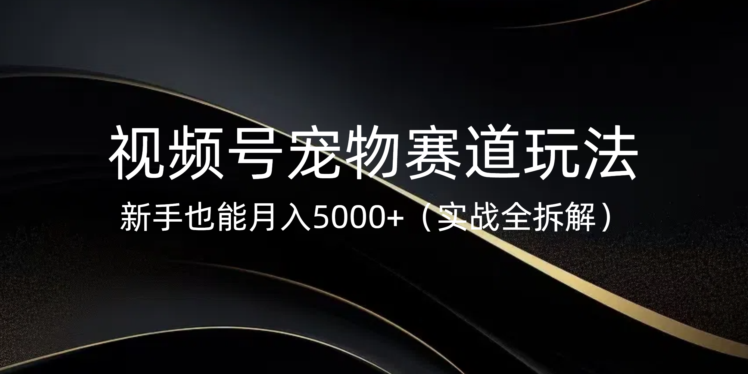 视频号宠物赛道玩法，新手也能月入5000+（实战全拆解）凯哥轻创网-网创项目资源站-副业项目-创业项目-搞钱项目凯哥轻创网