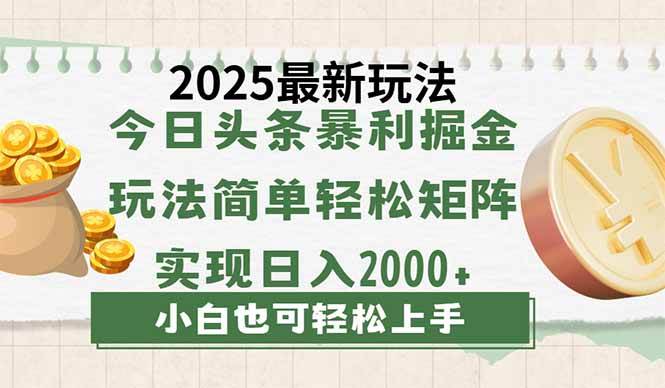 （14120期）今日头条2025最新玩法，思路简单，复制粘贴，轻松实现矩阵日入2000+凯哥轻创网-网创项目资源站-副业项目-创业项目-搞钱项目凯哥轻创网