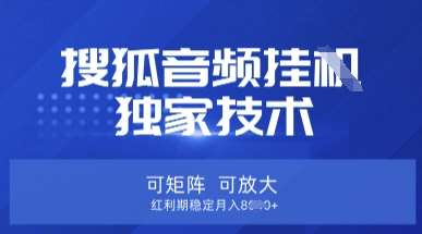 【搜狐音频挂G】独家技术，可矩阵可放大，红利期稳定月入8k【揭秘】凯哥轻创网-网创项目资源站-副业项目-创业项目-搞钱项目凯哥轻创网