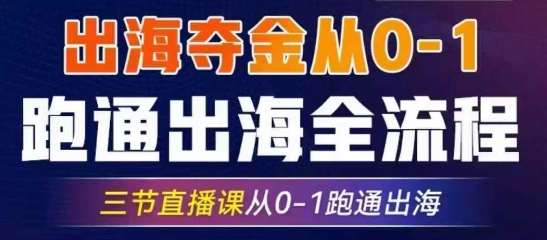 2025出海夺金从0-1跑通出海全流程，三节直播课从0-1跑通出海，教你用AI跑通全流程凯哥轻创网-网创项目资源站-副业项目-创业项目-搞钱项目凯哥轻创网