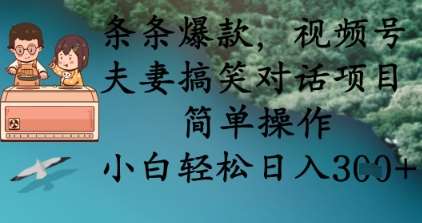 条条爆款，视频号夫妻搞笑对话项目，简单操作，小白轻松日入3张+凯哥轻创网-网创项目资源站-副业项目-创业项目-搞钱项目凯哥轻创网
