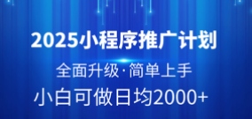 2025小程序推广计划，全面升级，简单上手，日均2000+凯哥轻创网-网创项目资源站-副业项目-创业项目-搞钱项目凯哥轻创网