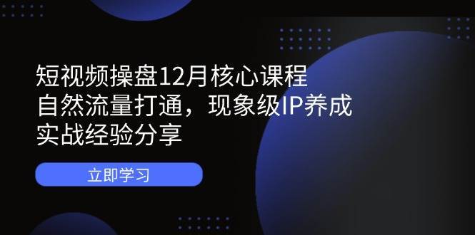 短视频操盘12月核心课程：自然流量打通，现象级IP养成，实战经验分享凯哥轻创网-网创项目资源站-副业项目-创业项目-搞钱项目凯哥轻创网