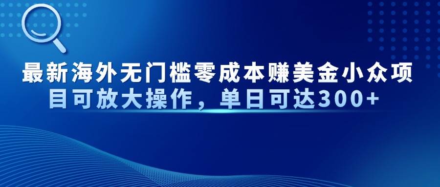 （14542期）最新海外无门槛零成本赚美金小众项目可放大操作，单日可达300+凯哥轻创网-网创项目资源站-副业项目-创业项目-搞钱项目凯哥轻创网