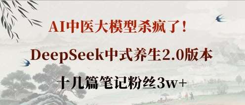 AI中医大模型杀疯了！DeepSeek中式养生2.0版本，十几篇笔记粉丝3w+凯哥轻创网-网创项目资源站-副业项目-创业项目-搞钱项目凯哥轻创网