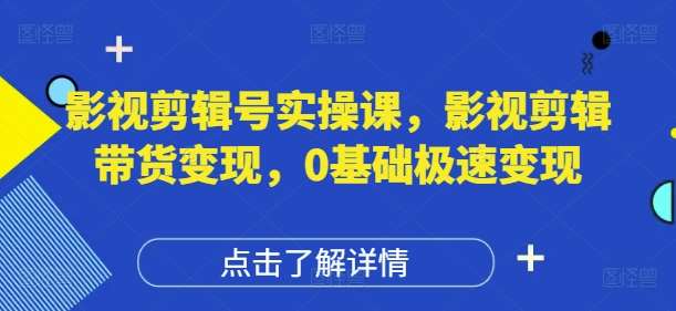 影视剪辑号实操课，影视剪辑带货变现，0基础极速变现凯哥轻创网-网创项目资源站-副业项目-创业项目-搞钱项目凯哥轻创网