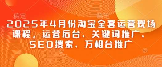 2025年4月份淘宝全套运营现场课程，运营后台、关键词推广、SEO搜索、万相台推广凯哥轻创网-网创项目资源站-副业项目-创业项目-搞钱项目凯哥轻创网