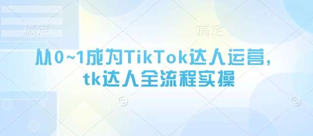 从0~1成为TikTok达人运营，tk达人全流程实操凯哥轻创网-网创项目资源站-副业项目-创业项目-搞钱项目凯哥轻创网