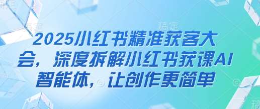 2025小红书精准获客大会，深度拆解小红书获课AI智能体，让创作更简单凯哥轻创网-网创项目资源站-副业项目-创业项目-搞钱项目凯哥轻创网
