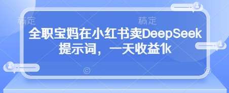 全职宝妈在小红书卖DeepSeek提示词，一天收益1k凯哥轻创网-网创项目资源站-副业项目-创业项目-搞钱项目凯哥轻创网