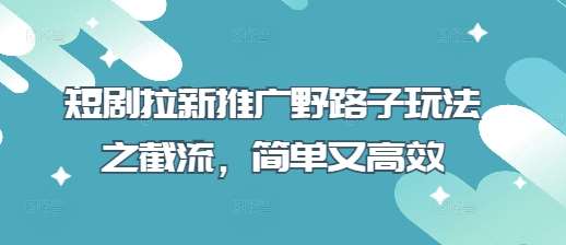 短剧拉新推广野路子玩法之截流，简单又高效凯哥轻创网-网创项目资源站-副业项目-创业项目-搞钱项目凯哥轻创网